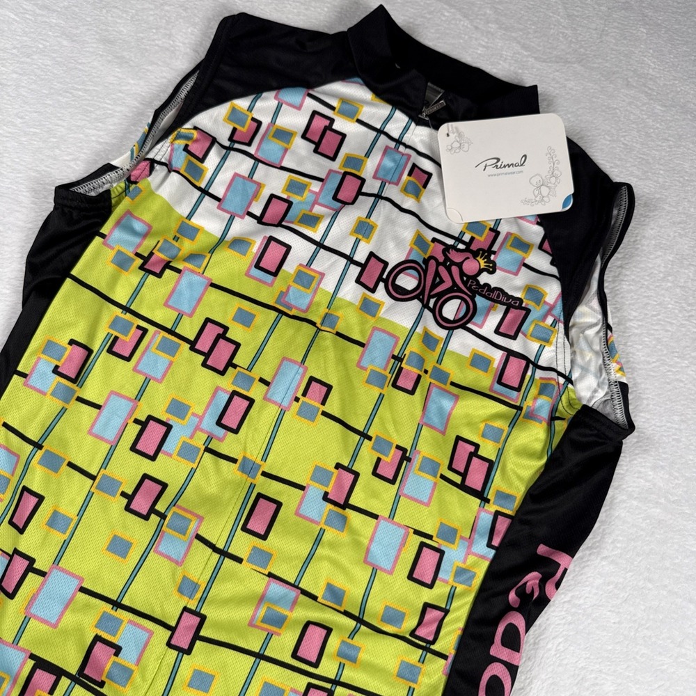 New Women's Primal Pedal Diva Sleeveless Geometric Cycling Jersey Size XL